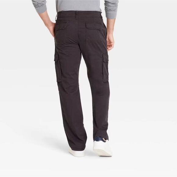 Men's Straight Fit Cargo Pants - Goodfellow & Co Gray 30x32: Midweight - Picture 2 of 5